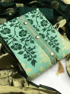 Ishin Floral Woven Design Zari Unstitched Dress Material