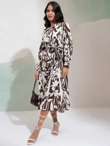 Vishudh Floral Printed Fit & Flare Midi Dress