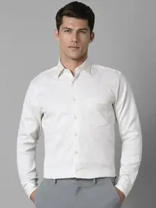 Louis Philippe Men Spread Collar Micro Checked Cotton Slim Fit Formal Shirt