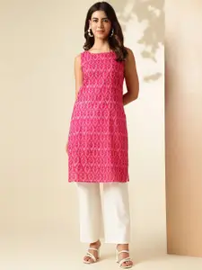 Anouk Rustic Geometric Printed Pure Cotton Straight Kurta