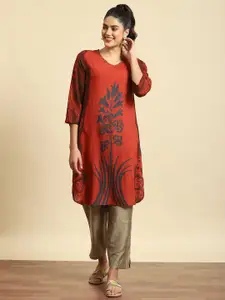 Shree Floral Printed Liva Straight Kurta