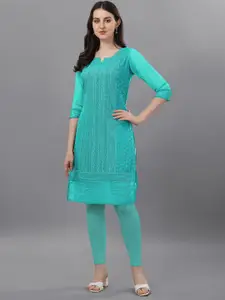 Kalini Women Ethnic Motifs Embroidered Chikankari Straight Kurta