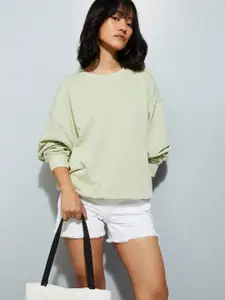 max Women Solid Pure Cotton Sweatshirt
