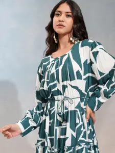 Vishudh Floral Print Fit & Flare Knee Length Dress