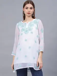 Seva Chikan Ethnic Motifs Embroidered Chikankari Handloom Chikankari Kurti