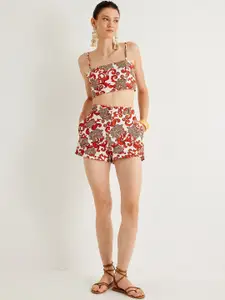 Koton Women Floral Printed High-Rise Shorts