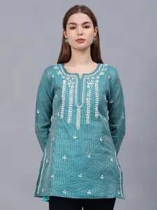 Seva Chikan Ethnic Motifs Embroidered Chikankari Handloom Chikankari Kurti