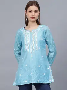 Seva Chikan Ethnic Motifs Embroidered Chikankari Handloom Chikankari Kurti