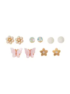 Accessorize Set Of 5 Contemporary Metal Studded Earrings