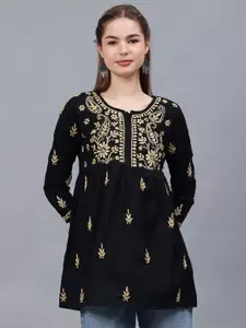 Seva Chikan Ethnic Motifs Embroidered Chikankari Handloom Chikankari Kurti