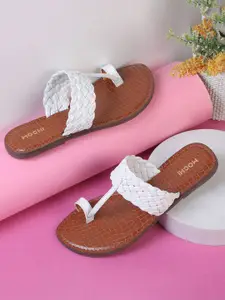 Mochi Women One Toe Flats with Laser Cuts