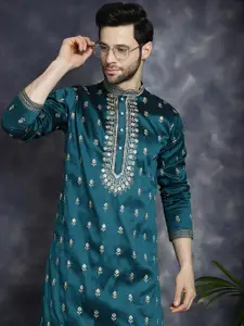 Jompers Mandarin Collar Chikankari Embroidered Kurta