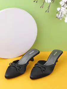 Mochi Women Kitten Heels Mules with Bows