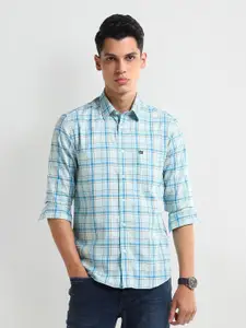 Arrow Men Modern Spread Collar Tartan Checked Cotton Slim Fit Casual Shirt