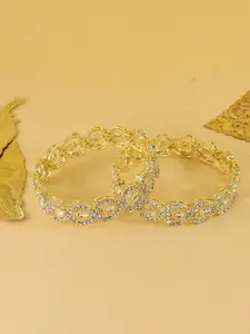 LAVAZZA Set Of 2 Zircon & Kundan Studded Bangles