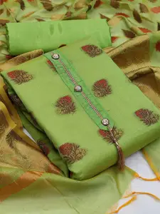 Ishin Floral Woven Design Zari Unstitched Dress Material