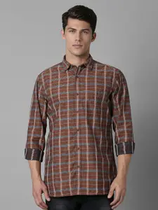 Louis Philippe Jeans Men Spread Collar Tartan Checked Cotton Slim Fit Casual Shirt