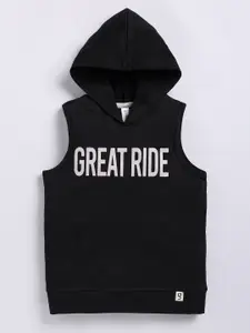 Ginie Boys Typography Printed Hood Cotton T-shirt