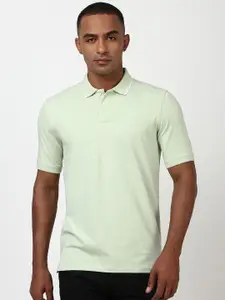 Peter England Men Solid Polo Collar Cotton T-Shirt