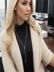 AQUASTREET 18K Gold Plated Stainless Steel Anti-Tarnish Long Tassel Knot Necklace