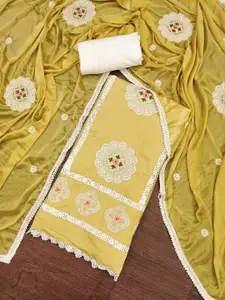 KALINI Floral Zari Embroidered Pure Silk Unstitched Dress Material