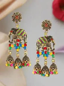 Jazz and Sizzle Gold Plated Pearl Beaded Animal Shaped Enamelled Drop Earrings