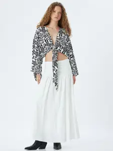 Koton Printed Flared Sleeve Crop Top