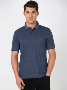 Peter England Men Striped Polo Collar Cotton T-Shirt