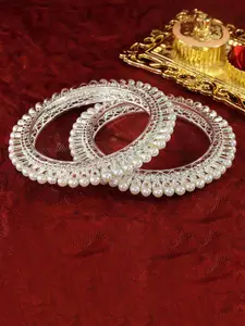 LAVAZZA Set Of 2 Crystal Stone Studded & Beaded Bangles