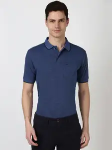 Peter England Men Solid Polo Collar Cotton T-Shirt