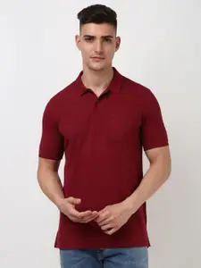 Peter England Men Solid Polo Collar Cotton T-Shirt