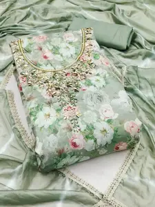 KALINI Floral Embellished Beads and Stones Unstitched Dress Material