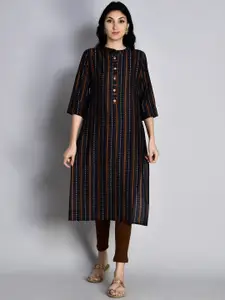 Shree Geometric Printed Mandarin Collar Chanderi Silk Straight Kurta