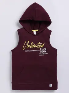 Ginie Boys Typography Printed Hood Cotton T-shirt