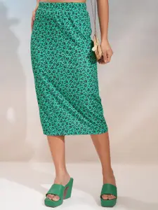 Tokyo Talkies Women Printed Pencil Midi Skirt