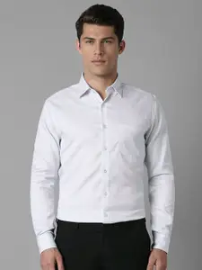Louis Philippe Men Spread Collar Micro Checked Cotton Slim Fit Formal Shirt
