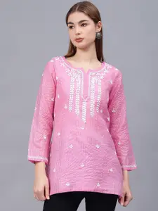 Seva Chikan Ethnic Motifs Embroidered Chikankari Handloom Chikankari Kurti