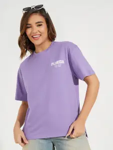 Styli Oversized Back Florida Printed Longline T-Shirt