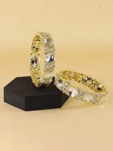 LAVAZZA Set Of 2 Kundan Mirror & Zircon Stone Studded Bangles