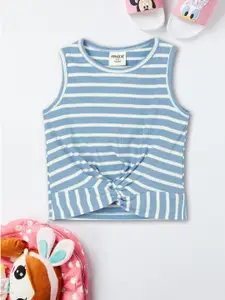 max Girls Striped Round Neck Cotton Top