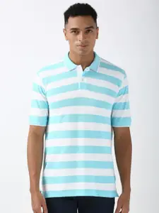 Peter England Men Striped Polo Collar Cotton T-Shirt