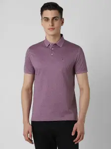 Van Heusen Men Geometric Printed Polo Collar Cotton T-shirt