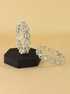 LAVAZZA Set Of 2 Zircon & Kundan-Studded Bangles