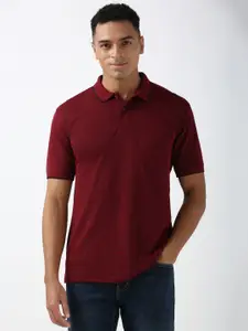 Peter England Men Striped Polo Collar Cotton T-Shirt