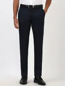 Peter England Men Checked Slim Fit Trousers