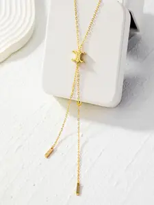 AQUASTREET Stainless Steel 18K Gold-Plated Tassel Necklace