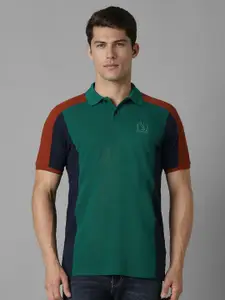 Louis Philippe Sport Men Colourblocked Polo Collar Cotton Slim Fit T-shirt