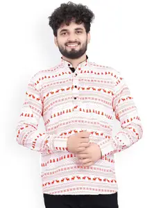 Valencia Fashion Ethnic Motifs Printed Mandarin Collar Cotton Silk Straight  Kurta