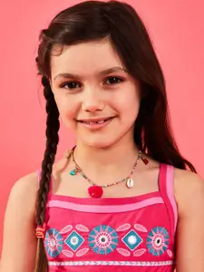 Accessorize Girls Beaded Pom-Pom Necklace