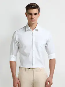 Arrow Men Modern Spread Collar Solid Cotton Slim Fit Formal Shirt